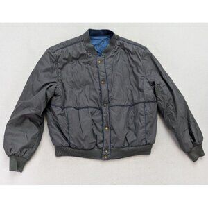 Vintage 80s Men's Bomber Coat Silton Califronia Size XL Gray Blue Reversible